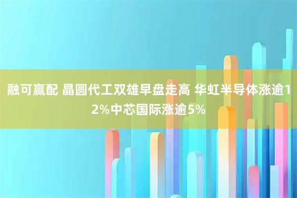 融可赢配 晶圆代工双雄早盘走高 华虹半导体涨逾12%中芯国际涨逾5%